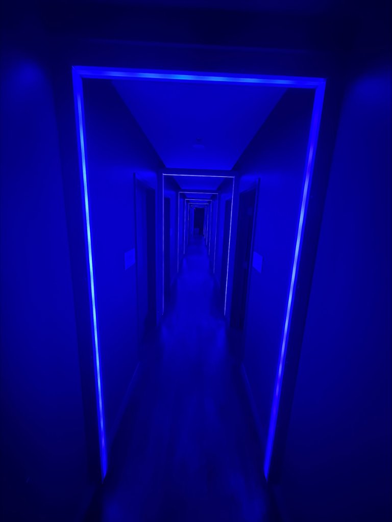 Blue hallway